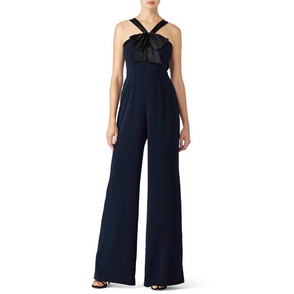 Jay Godfrey Dryden Navy Blue Strapless Wide Leg Jumpsuit Women's Size 6